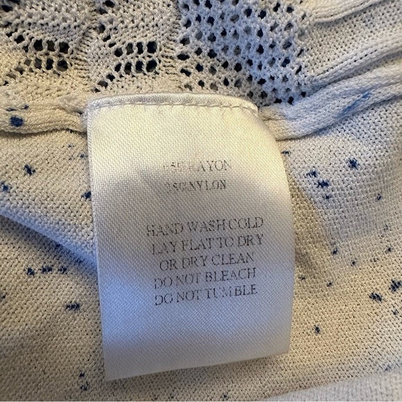 Alberto Makali 3/4 Dolman Sleeve Blue & White Patterned Sweater Size Small - Picture 7 of 7